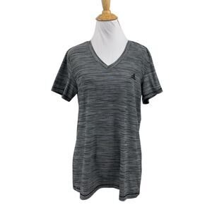 Adidas T Shirt Womens M Medium Gray Climalite Space Dye V Neck Short Sleeve Tee